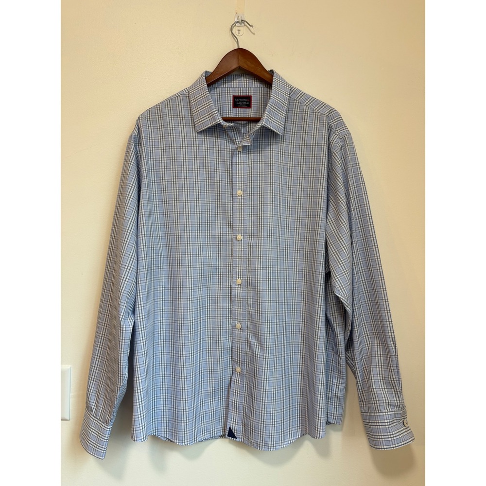 UNTUCKit Bianchello WF Plaid Button Down Shirt Mens XXL Relaxed Fit Blue 41350